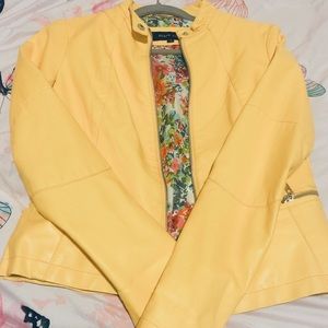 black rivet yellow leather jacket